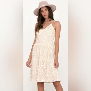 Miss Me Sweetheart Lace Lovely Day Dress in Cream Sz Large